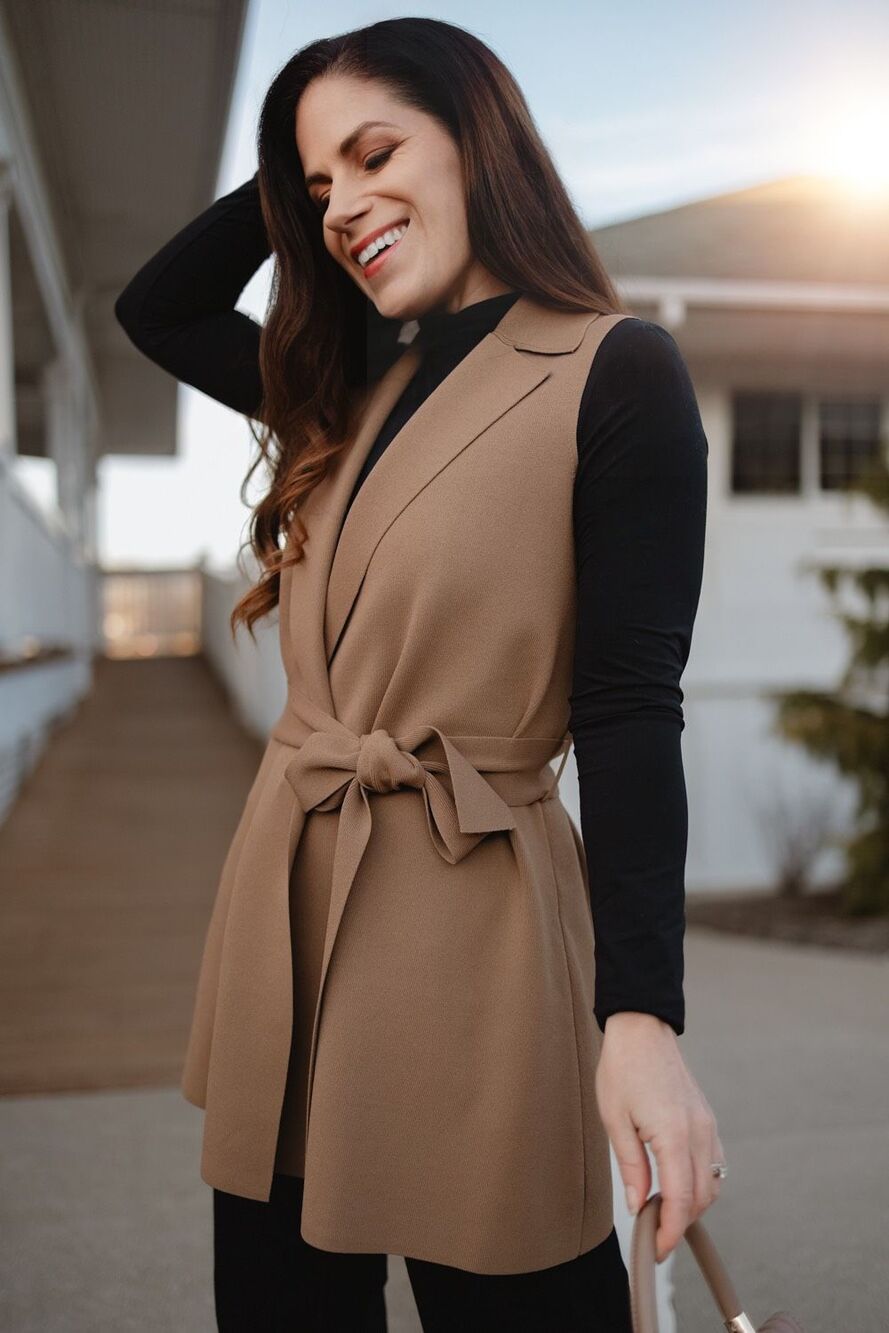 M.M.LaFleur Woolf Ahn Jardigan Latte Brown Knit Blazer Cardigan Jacket Size M